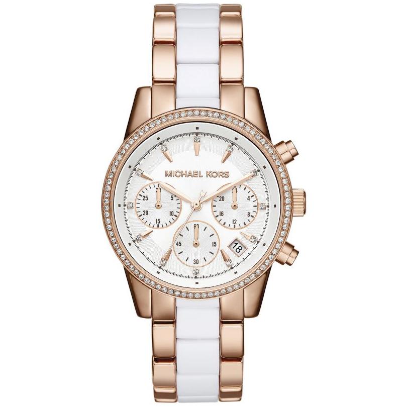 Michael Kors Ladies RITZ Two-Tone Rose Gold Watch - MK6324